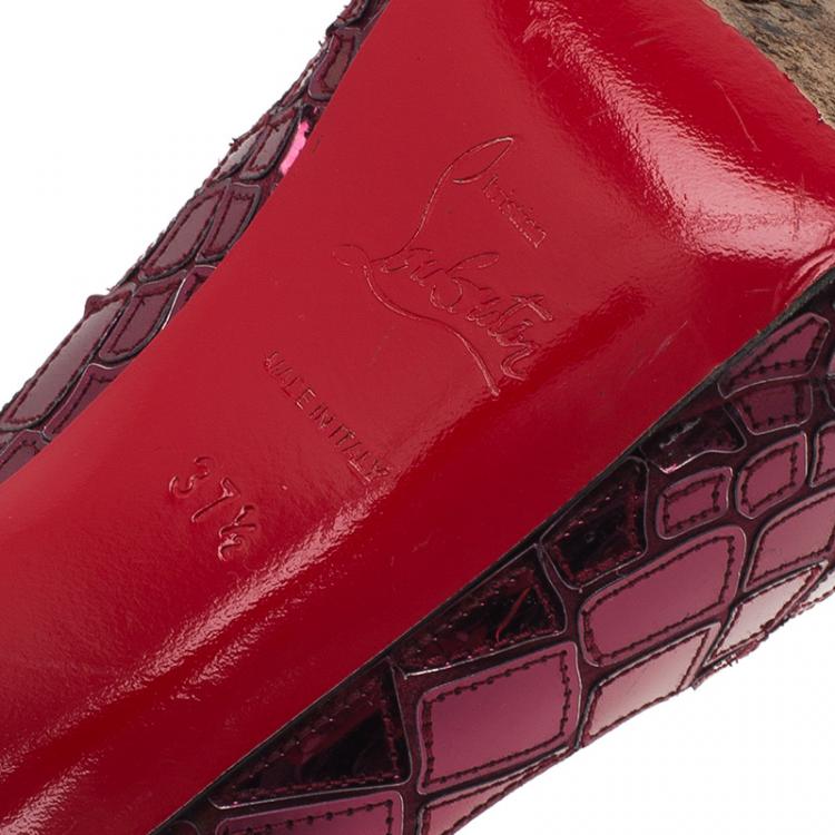 Pre Owned Christian Louboutin Purple Satin Mosaic Sobek Peep Toe Pumps Size 37.5