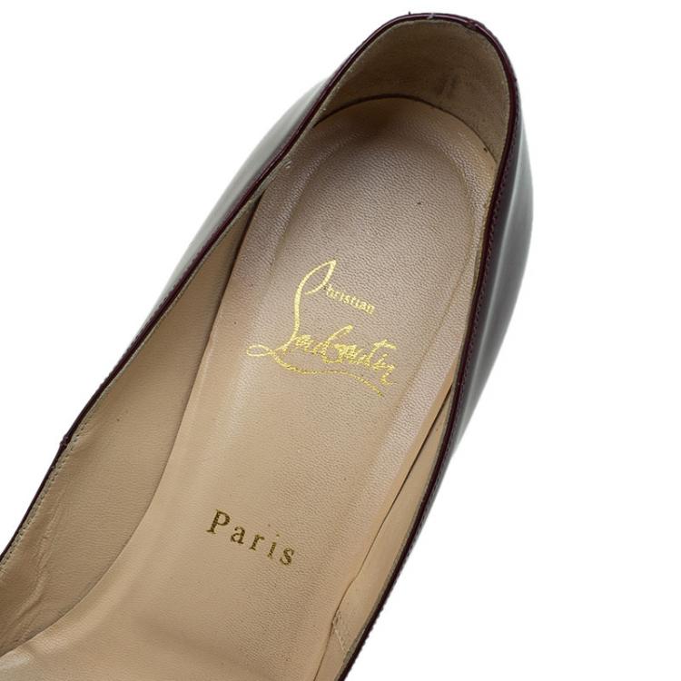 Pre Owned Christian Louboutin Burgundy Patent Altadama Platform Peep Toe Pumps Size 39