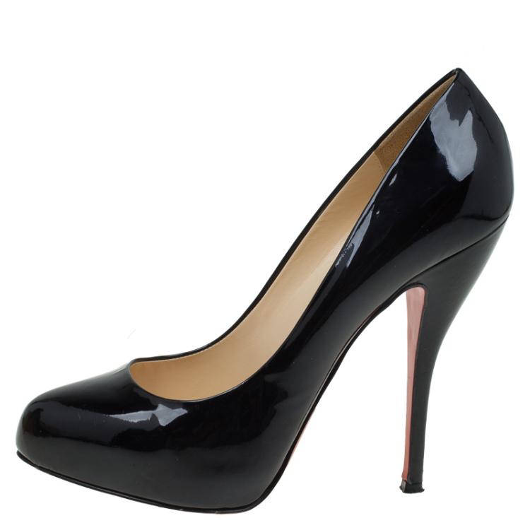 Pre Owned Christian Louboutin Black Patent Fifi Pumps Size 39