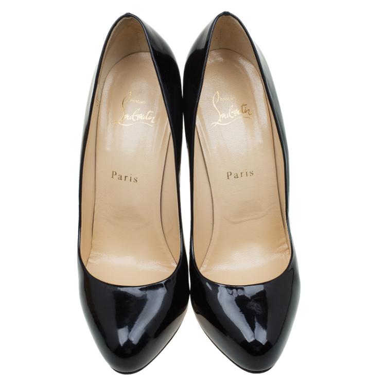 Pre Owned Christian Louboutin Black Patent Fifi Pumps Size 39