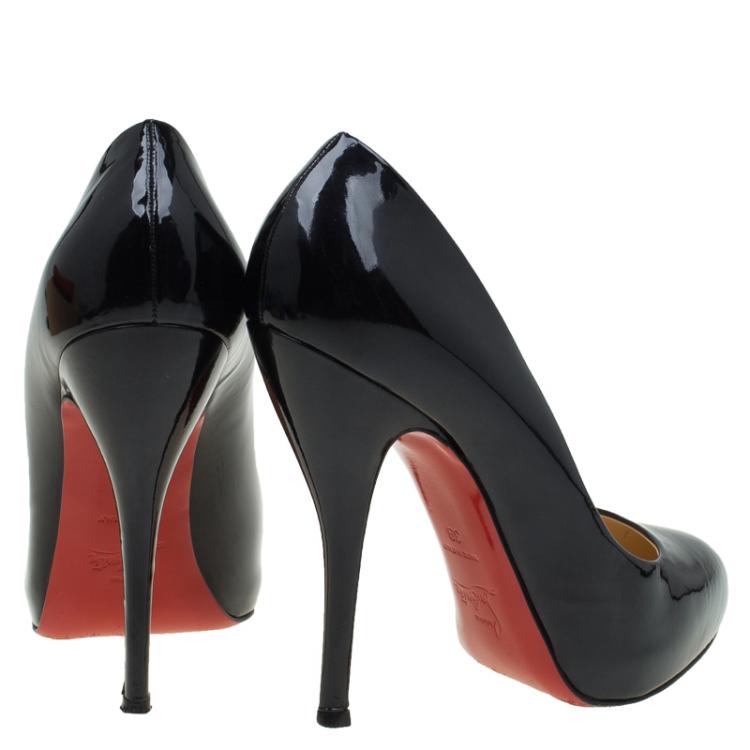 Pre Owned Christian Louboutin Black Patent Fifi Pumps Size 39