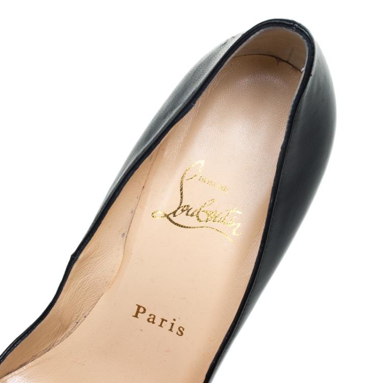 Pre Owned Christian Louboutin Black Leather Very Prive Peep Toe Pumps Size 38