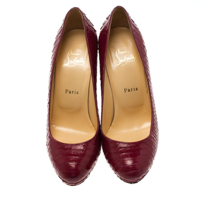 Pre Owned Christian Louboutin Ruby Red Python Grapi Pumps Size 39