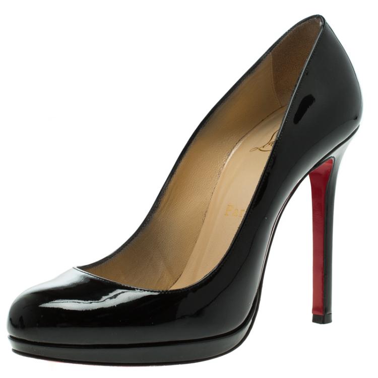Pre Owned Christian Louboutin Black Patent Leather Neofilo Platform Pumps Size 37