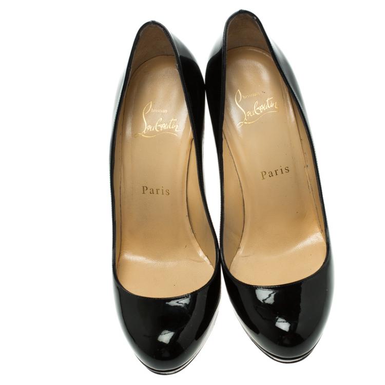 Pre Owned Christian Louboutin Black Patent Leather Neofilo Platform Pumps Size 37
