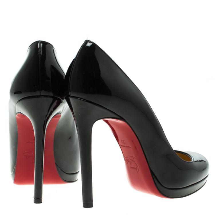 Pre Owned Christian Louboutin Black Patent Leather Neofilo Platform Pumps Size 37