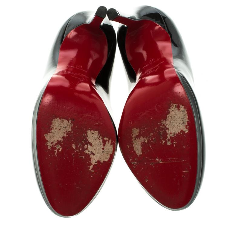 Pre Owned Christian Louboutin Black Patent Leather Neofilo Platform Pumps Size 37