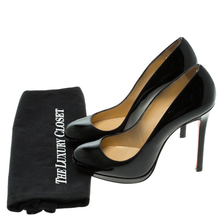 Pre Owned Christian Louboutin Black Patent Leather Neofilo Platform Pumps Size 37
