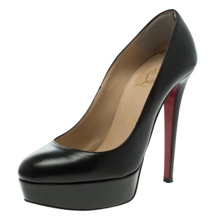 Pre Owned Christian Louboutin Black Leather Bianca Platform Pumps Size 36