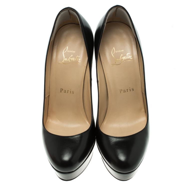 Pre Owned Christian Louboutin Black Leather Bianca Platform Pumps Size 36