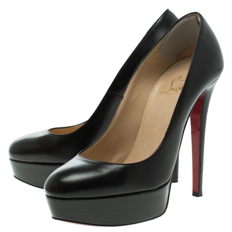 Pre Owned Christian Louboutin Black Leather Bianca Platform Pumps Size 36
