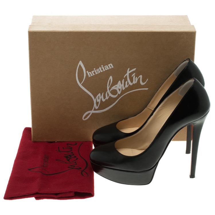 Pre Owned Christian Louboutin Black Leather Bianca Platform Pumps Size 36