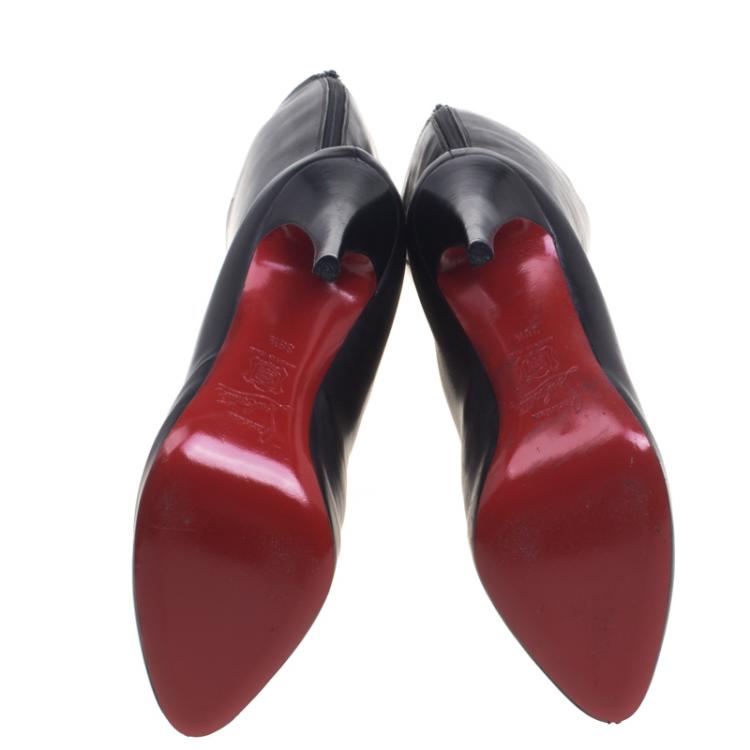 مملوكة مسبقًا Christian Louboutin Black Leather Botalili Knee Length Boots Size 38.5