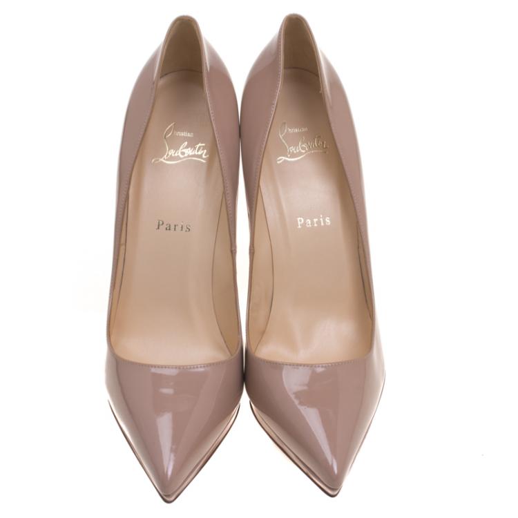 Pre Owned Christian Louboutin Beige Patent Leather Pigalle Plato Pumps Size 42