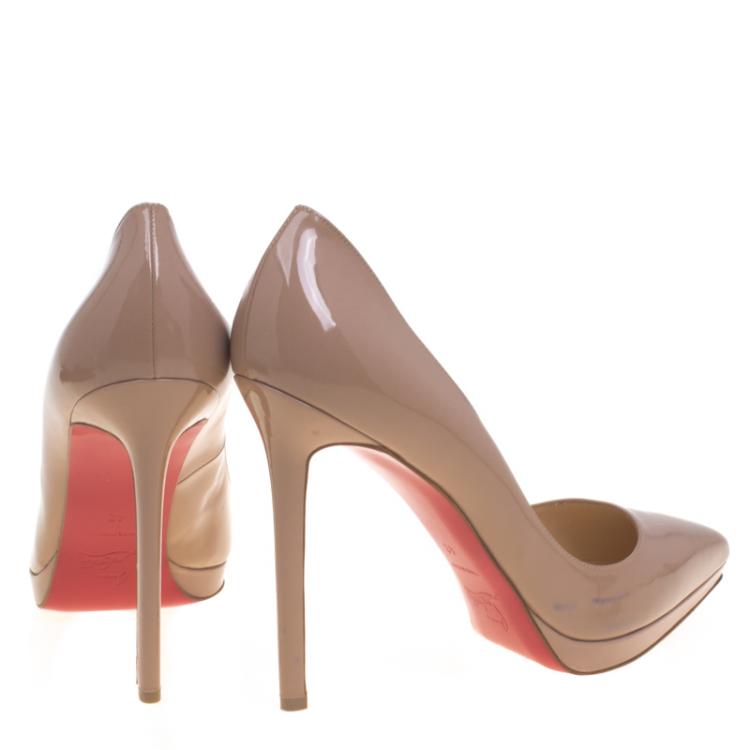 Pre Owned Christian Louboutin Beige Patent Leather Pigalle Plato Pumps Size 42