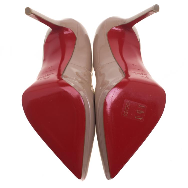 Pre Owned Christian Louboutin Beige Patent Leather Pigalle Plato Pumps Size 42