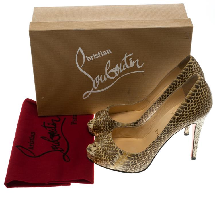 مملوكة مسبقًا Christian Louboutin Beige Python Very Prive Peep Toe Pumps Size 38