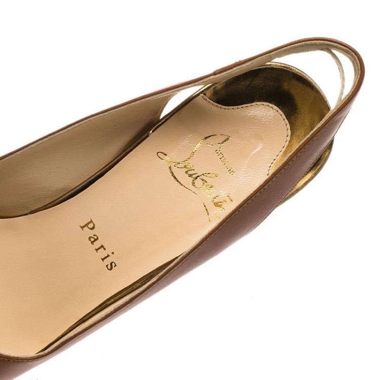 Pre Owned Christian Louboutin Block Color Leather Very Croise Slingback Platform Sandals Size 37