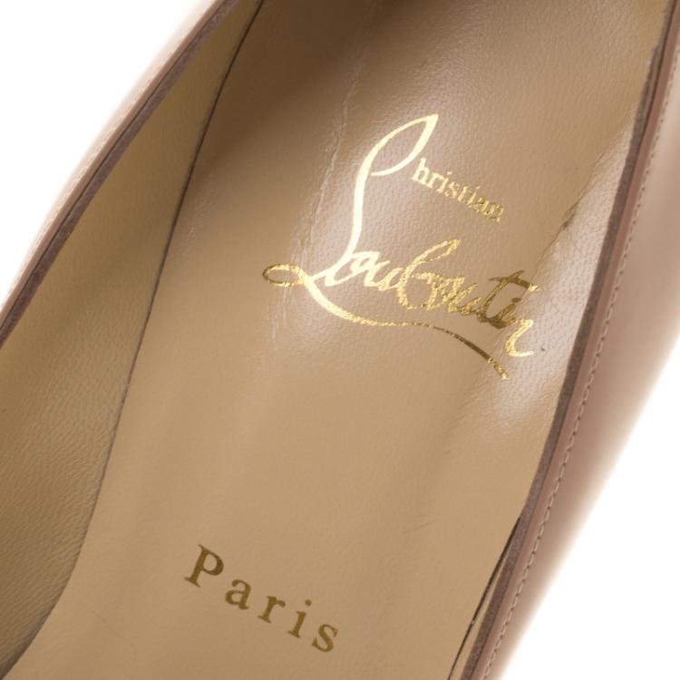 Pre Owned Christian Louboutin Beige Patent Leather Pigalle Pumps Size 39