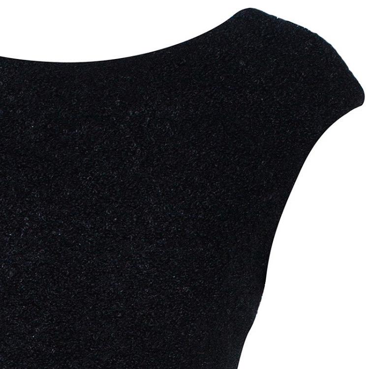 Pre Owned Christian Siriano Black Textured Gown M