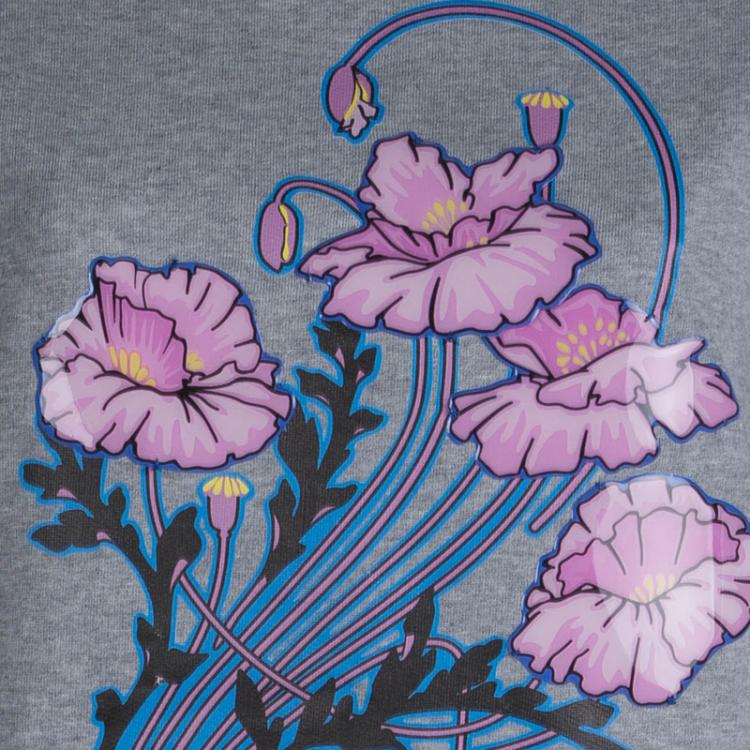 مملوكة مسبقًا Christopher Kane Grey Bouquet Print Applique Detail Sweatshirt S