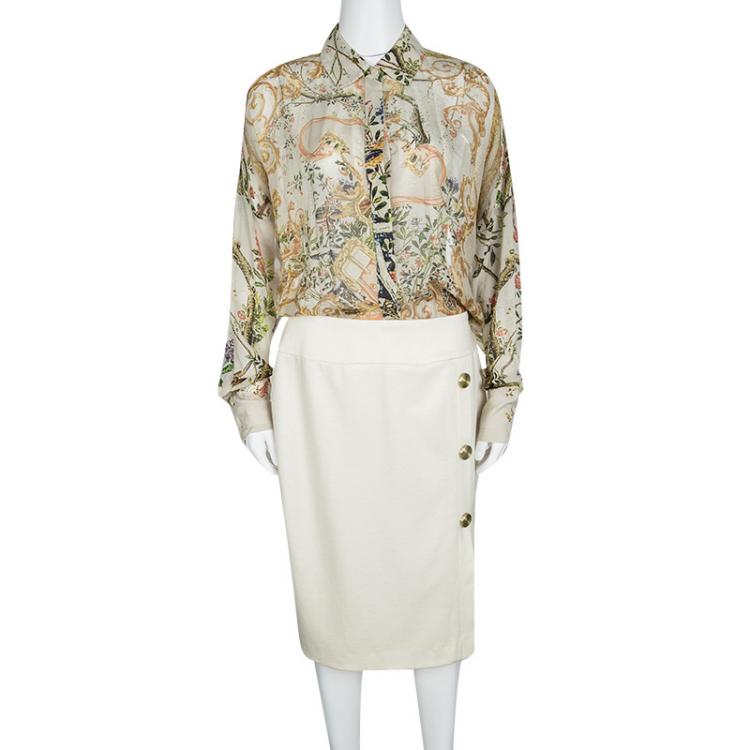 Pre Owned Class by Roberto Cavalli Printed Faux Shirt and Skirt Style Dress M