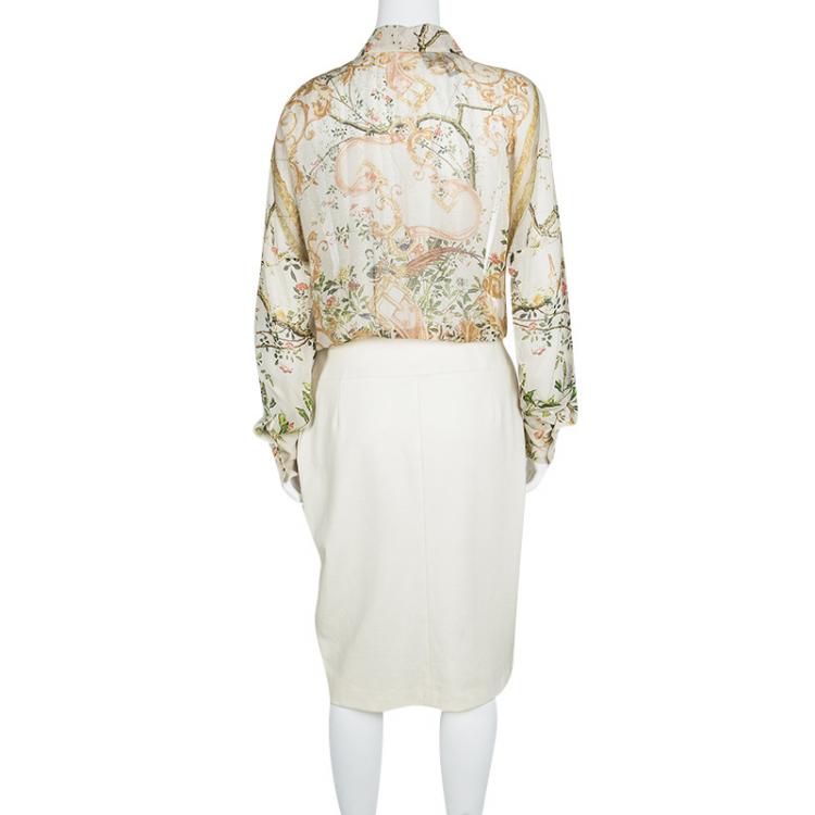 Pre Owned Class by Roberto Cavalli Printed Faux Shirt and Skirt Style Dress M