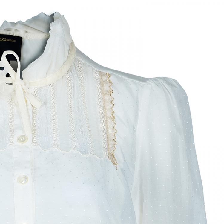 Pre Owned Class Roberto Cavalli Off-White Cotton Top L