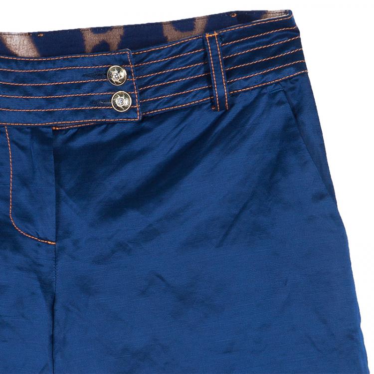Pre Owned Class by Roberto Cavalli Blue Satin Shorts S