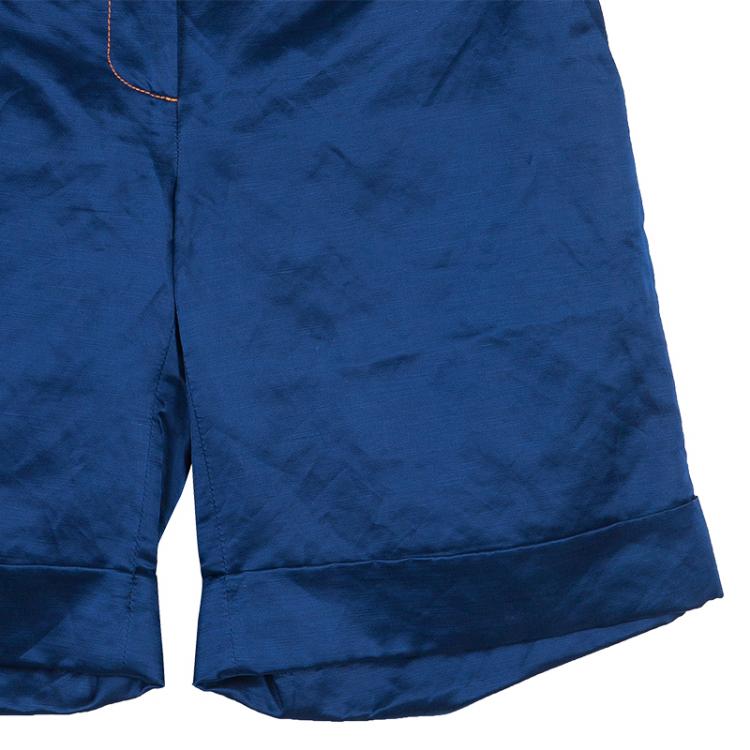 Pre Owned Class by Roberto Cavalli Blue Satin Shorts S