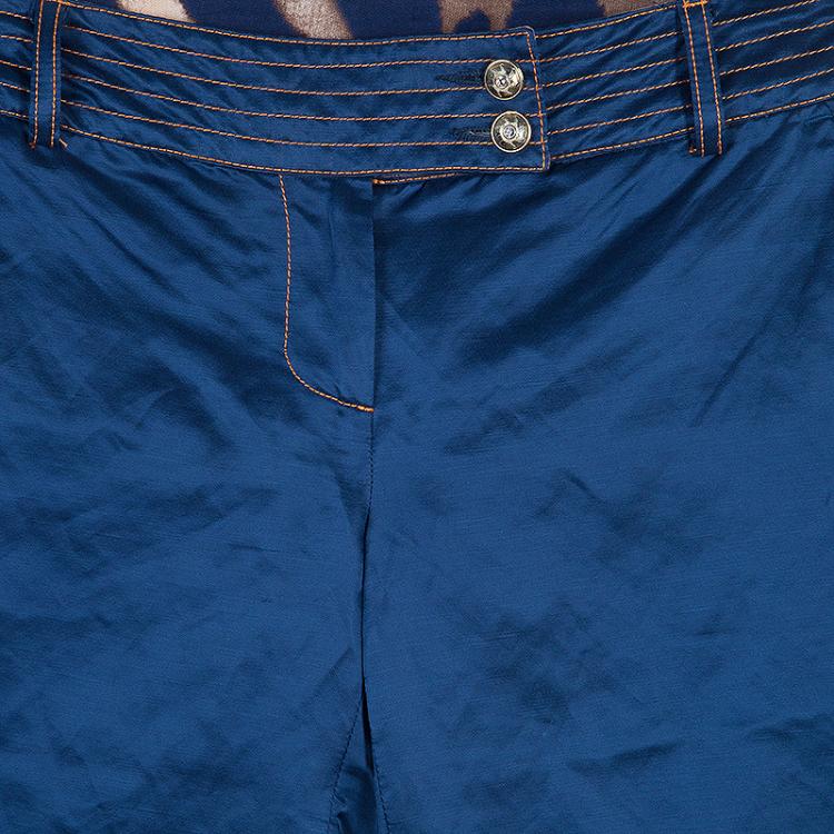 Pre Owned Class by Roberto Cavalli Blue Satin Shorts S
