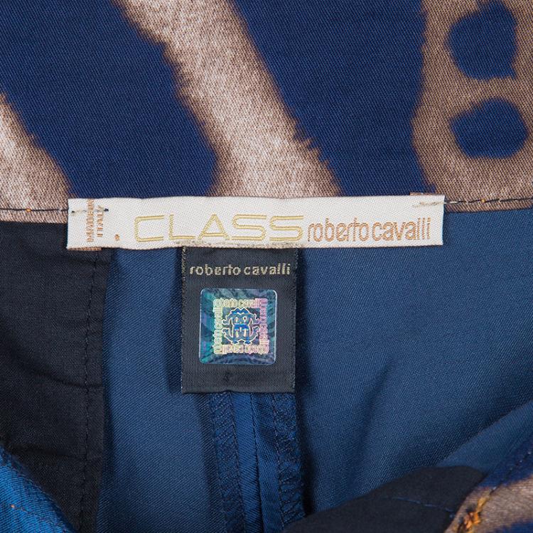 Pre Owned Class by Roberto Cavalli Blue Satin Shorts S