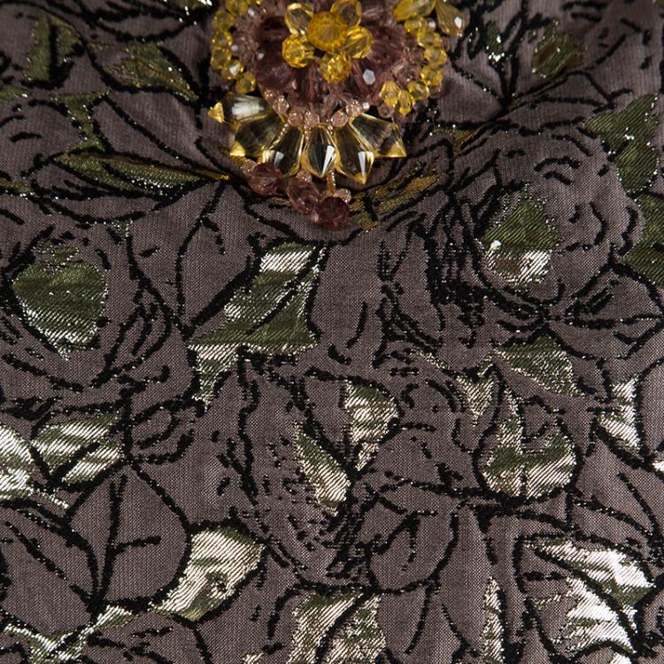 Pre Owned Class By Roberto Cavalli Lurex Embossed Jacquard Embellished Sleeveless Shift Dress M