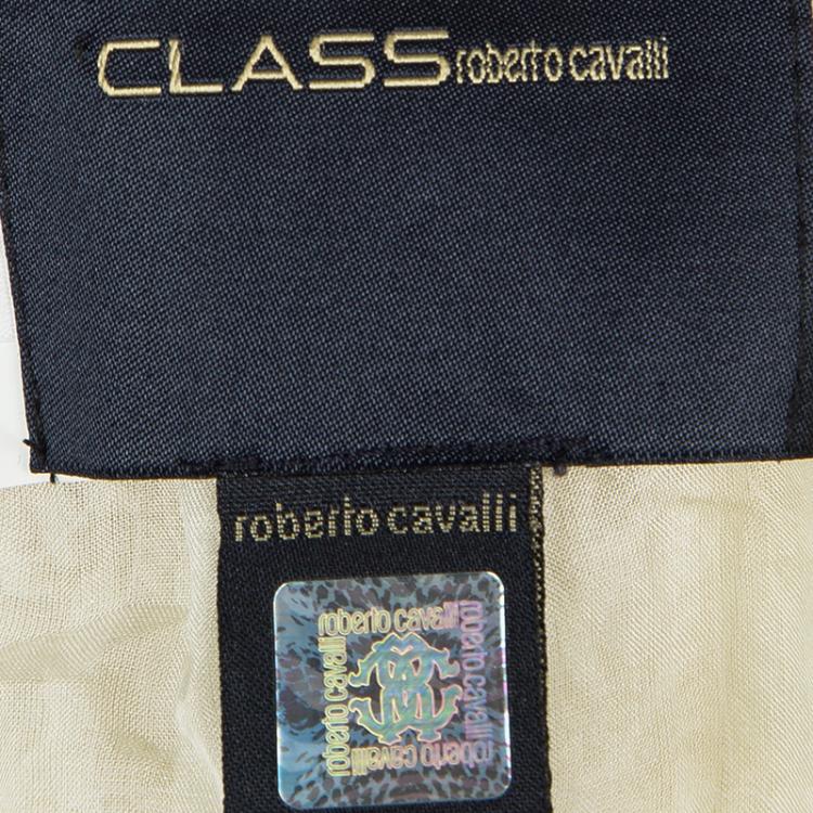 Pre Owned Class by Roberto Cavalli Ivory Ruffled Silk Tie Detail Shoulder Cover Shrug M