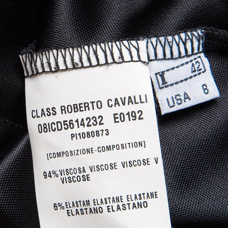 Pre Owned Class by Roberto Cavalli Black Twist Front Detail Long Sleeve Dress M