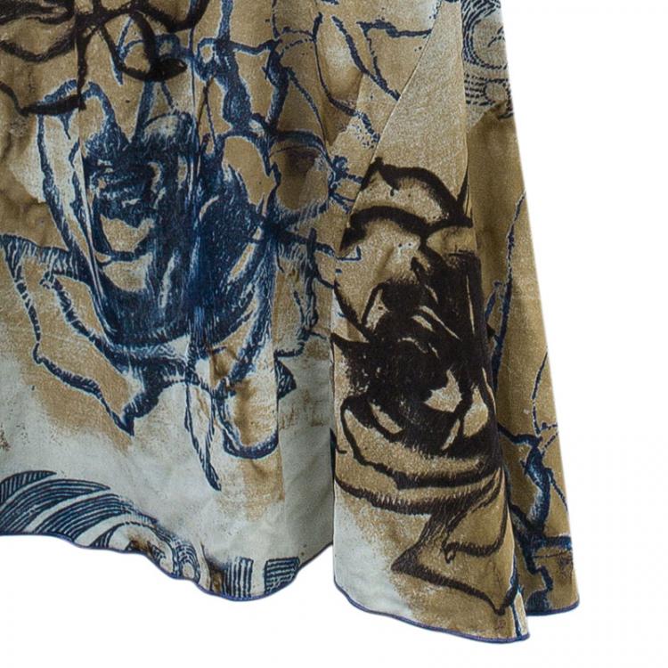 Pre Owned CLASS By Roberto Cavalli Off-Shoulder Printed Maxi Dress S