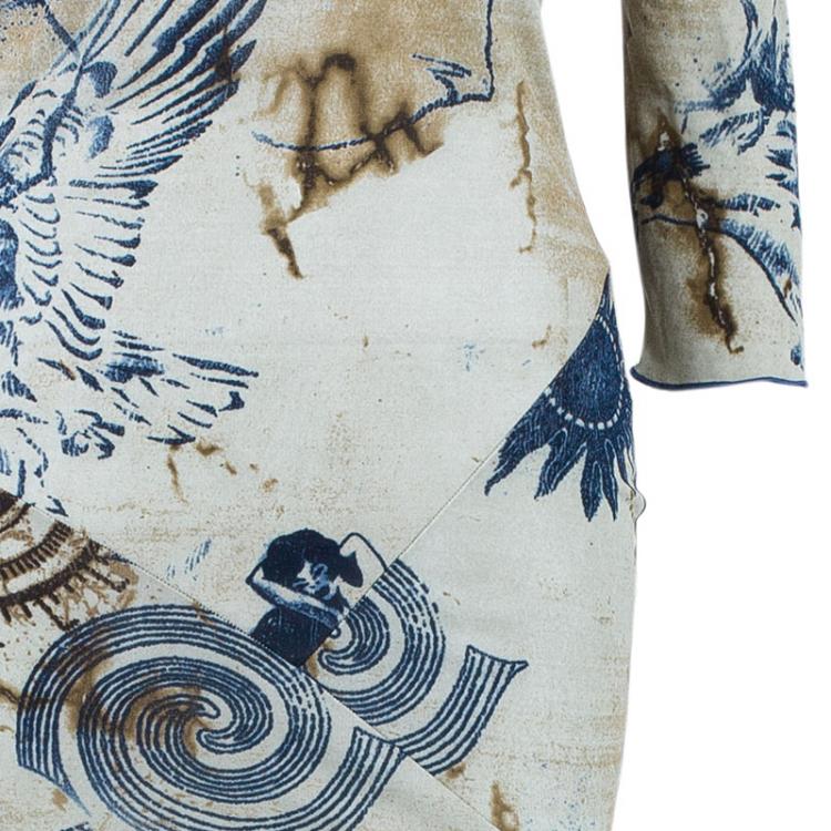 Pre Owned CLASS By Roberto Cavalli Off-Shoulder Printed Maxi Dress S