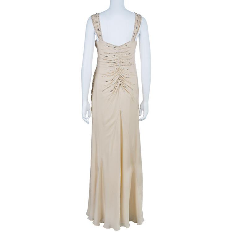 Pre Owned Class by Roberto Cavalli Blush Embellished Gown L