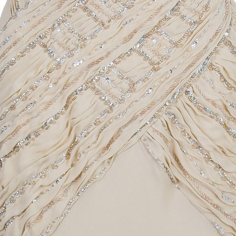 Pre Owned Class by Roberto Cavalli Blush Embellished Gown L