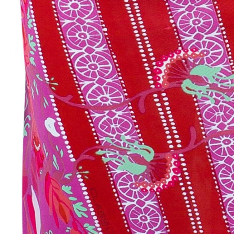 Pre Owned Class by Roberto Cavalli White and Pink Printed Sleeveless Dress M