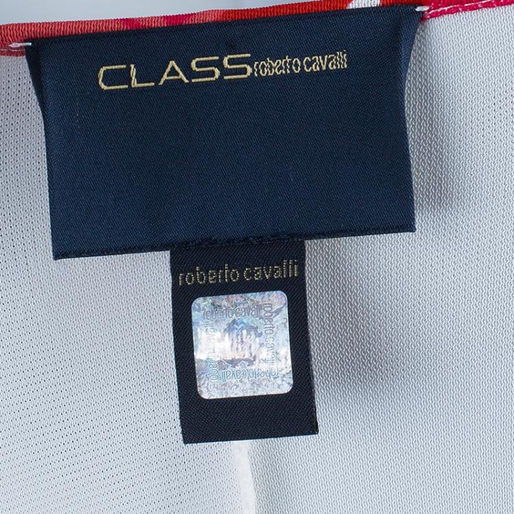Pre Owned Class by Roberto Cavalli White and Pink Printed Sleeveless Dress M