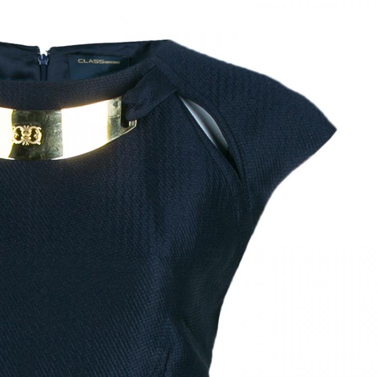 Pre Owned Class by Roberto Cavalli Navy Sheath Dress L