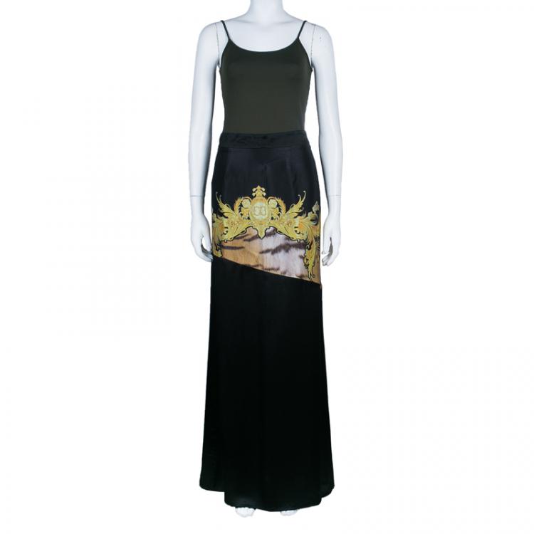 Pre Owned Class by Roberto Cavalli Long Printed Silk Skirt M