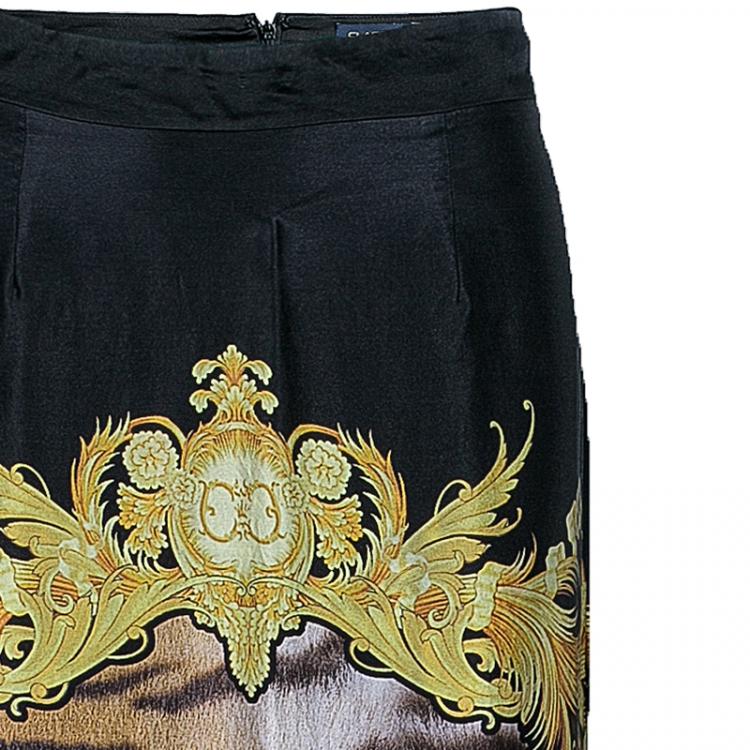 Pre Owned Class by Roberto Cavalli Long Printed Silk Skirt M