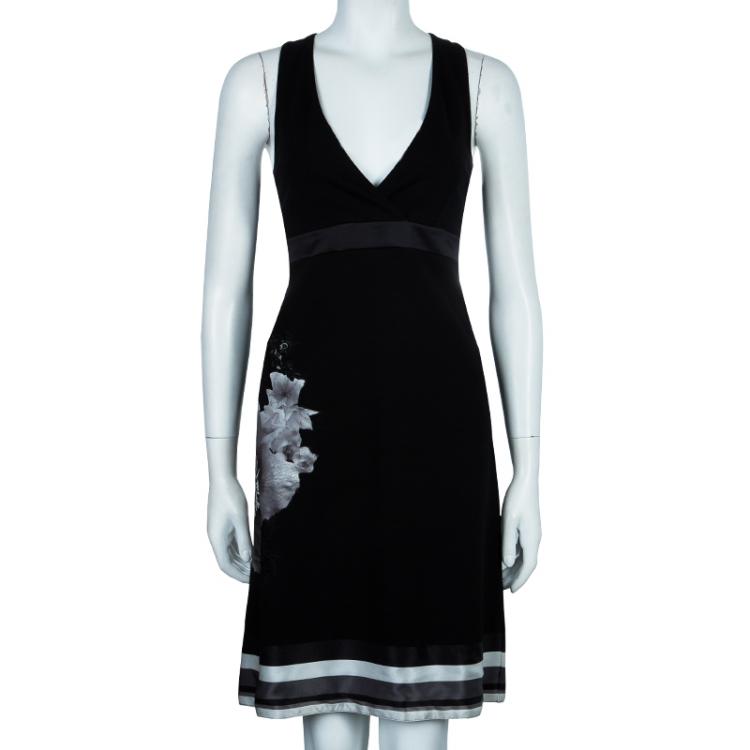 Pre Owned Class by Roberto Cavalli Black Floral Print Dress M