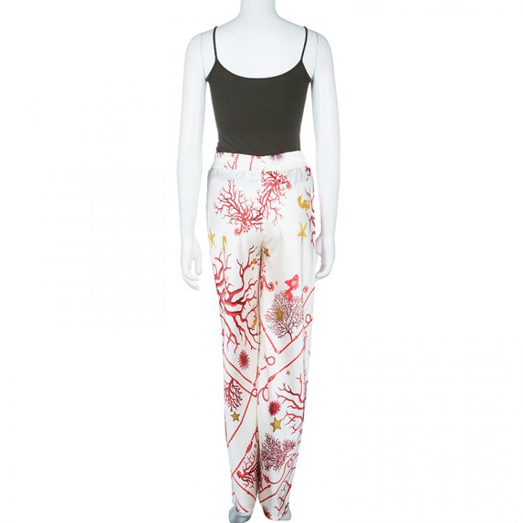 Pre Owned Class by Roberto Cavalli Printed Silk Pants M