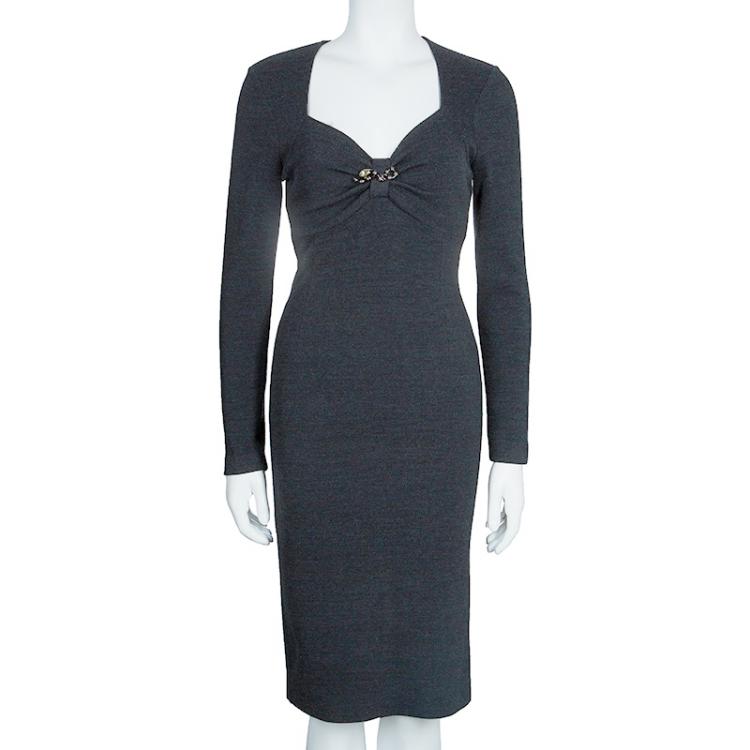 Pre Owned Class by Roberto Cavalli Grey Fitted Dress S