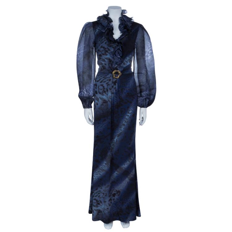 Pre Owned Class by Roberto Cavalli Grey Animal Print Maxi Dress M