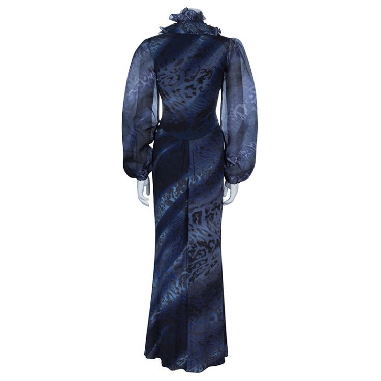 Pre Owned Class by Roberto Cavalli Grey Animal Print Maxi Dress M