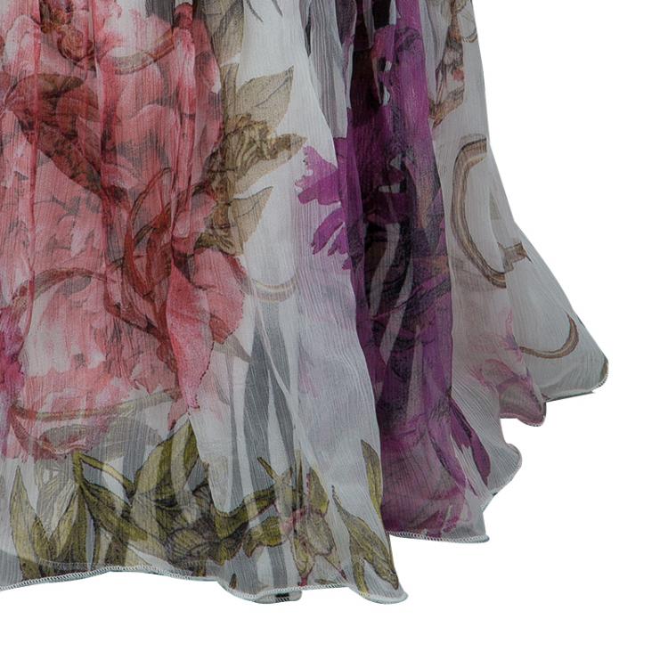 Pre Owned Class by Roberto Cavalli Floral Print Noodle Strap Tiered Maxi Dress M